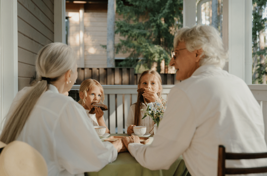 grandparents connect with grandchildren mealtime dessert sweets