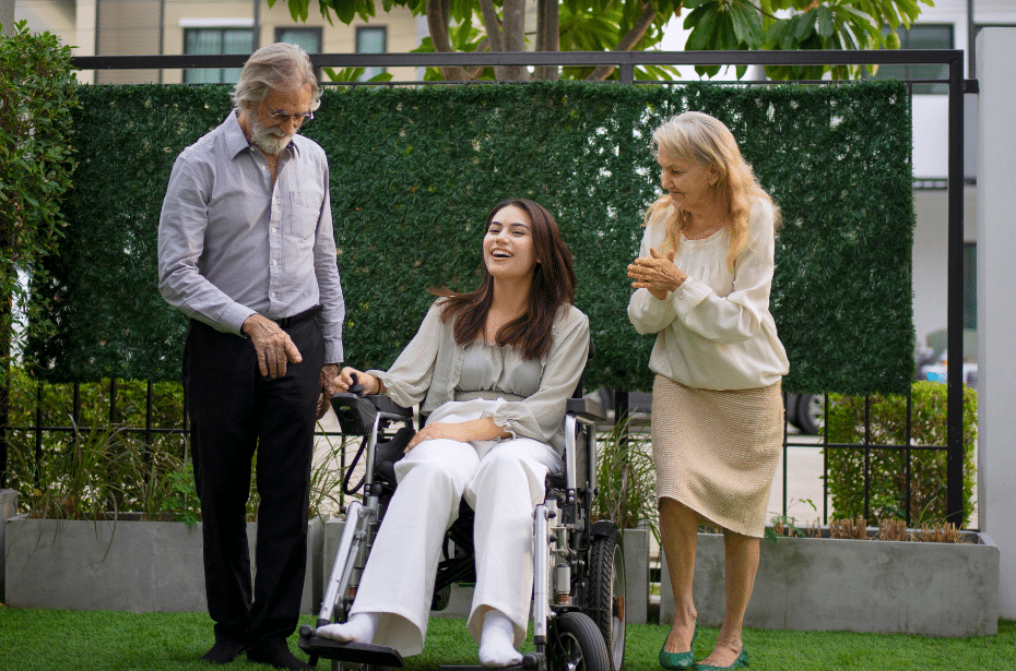 parents family child planning organising discussing future accessibility wheelchair user safety confidence